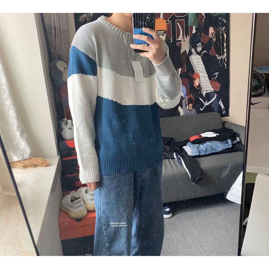 [ HÀNG ORDER ] Áo sweater Nam len sọc ngang Unfluid style Hàn Quốc