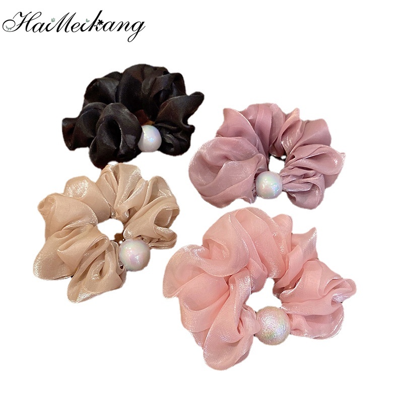 Dây cột tóc Haimeikang dạng lưới đính ngọc trai lớn thời trang Hàn Quốc