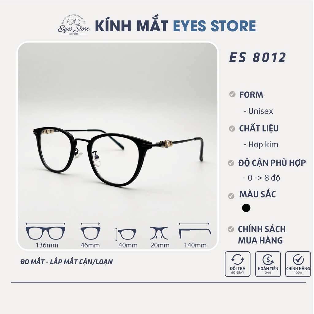 Gọng Kính Cận Nam Nữ EYESSTORE 8012 - Hợp Kim