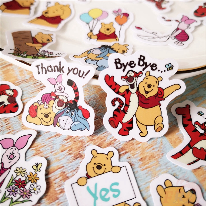 Bộ 40 miếng hình dán gấu Pooh - Disney hỗn hợp trang trí sổ tay DIY Q-4 MJ08059