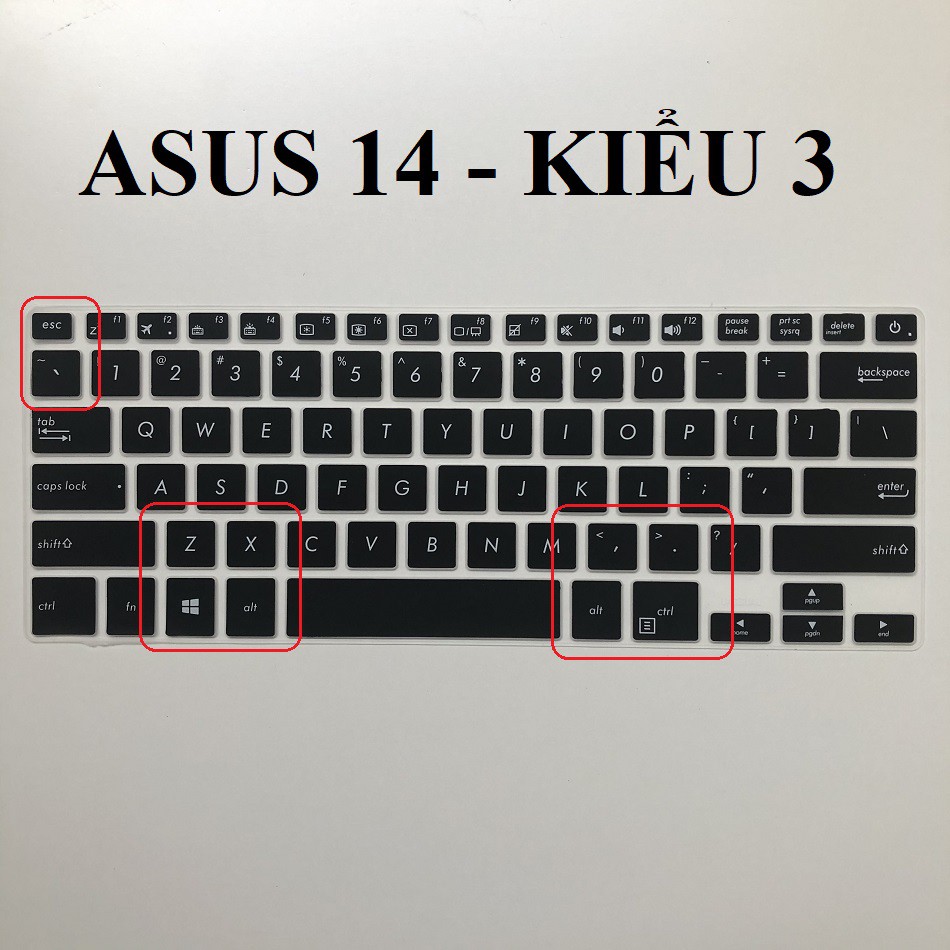 Miếng silicon phủ bàn phím laptop Asus từ 13 đến 14 inch - Kiểu 3 - phím nổi