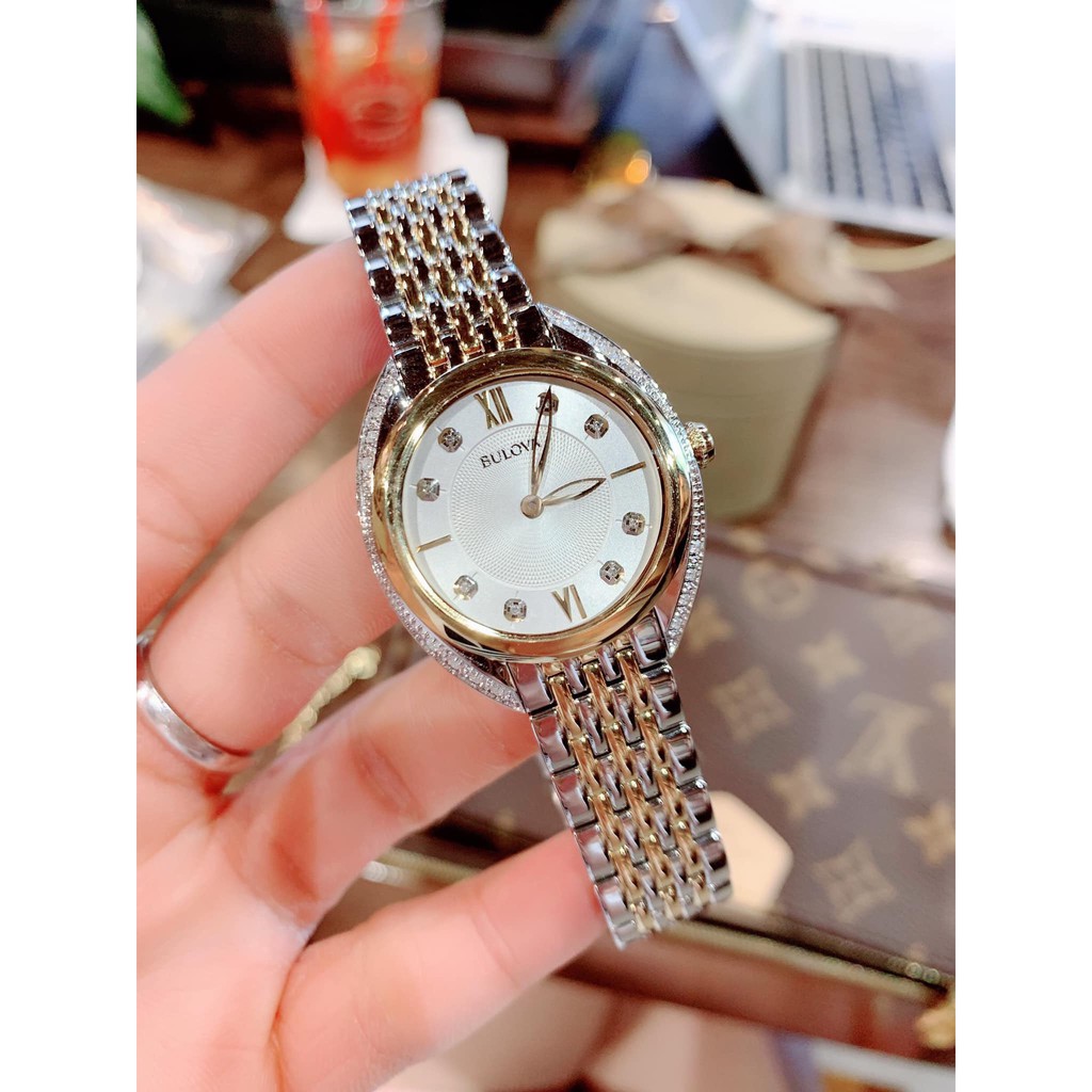 Đồng hồ nữ chính hãng Bulova 98R229 demi gold - Máy Quartz Pin - Kính cứng