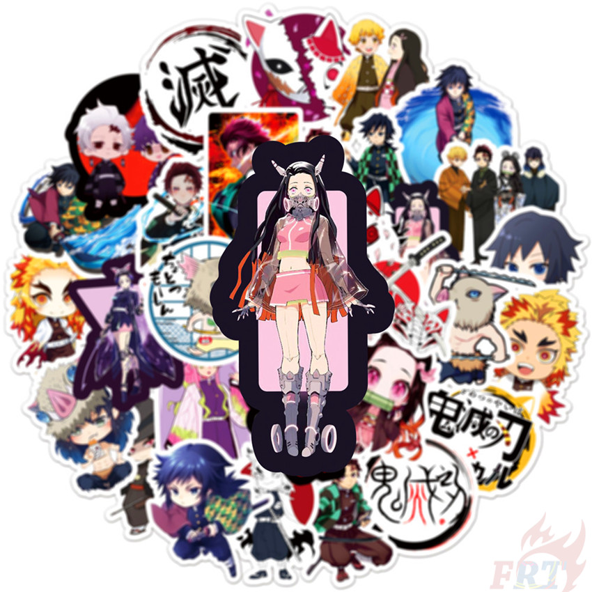 ❉ Demon Slayer: Kimetsu no Yaiba - Series 08 Anime Kamado Tanjirou Nezuko Stickers ❉ 50Pcs/Set Mixed Luggage Laptop Skateboard Doodle Stickers