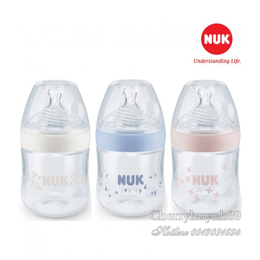 Bình sữa Nuk nhựa PP Nature Sense 150ml - 260ml, 100% hàng chính hãng.