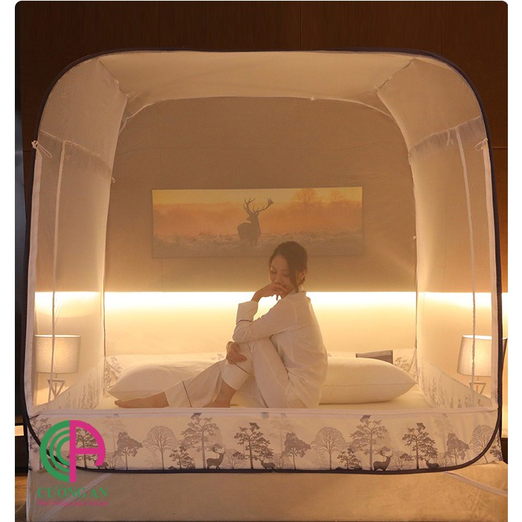 Màn chụp tự bung đỉnh rộng có chân viền vải lụa cao cấp - Thương hiệu Cường An. Bảo hành 12 tháng