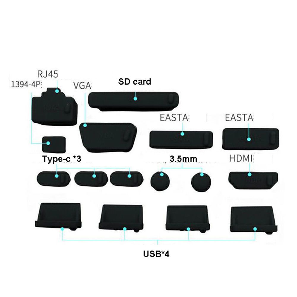 13/ 16 Nút silicon chống bụi cổng HDMI RJ45 giao diện USB Type-C cho laptop