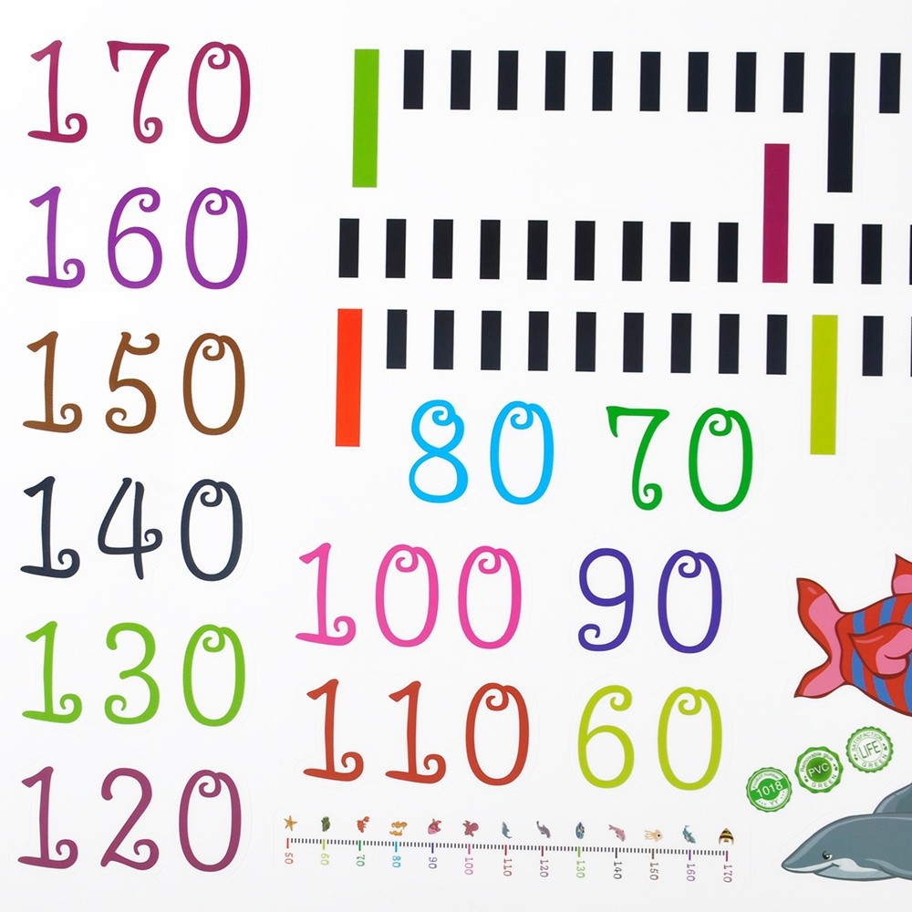 Miếng dán đề-can hình thước đo chiều cao của bé, gỡ ra dễ dàng