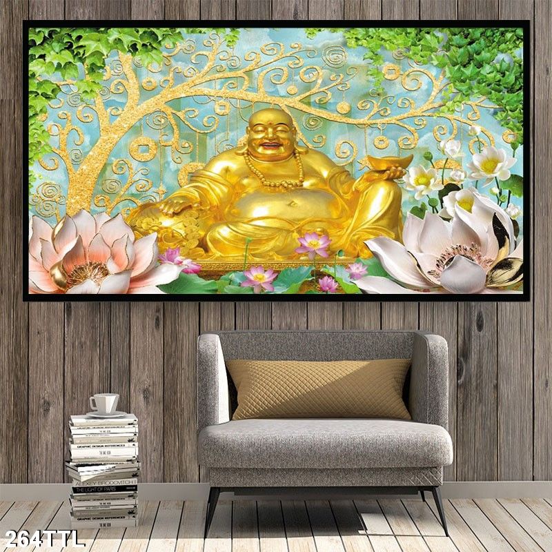 Tranh treo tường - Tranh Laminate tráng gương Phật Giáo 01 - Bộ 1 tấm