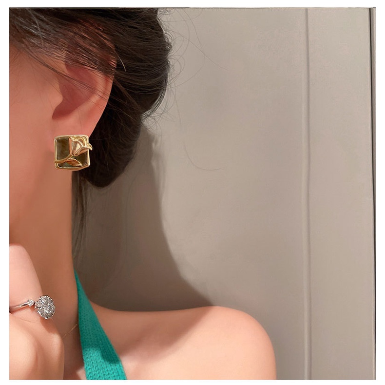 Khuyên Tai Xếp Ly Hình Hoa Tulip / Trái Tim Phong Cách ins 2022 Cho Nữ