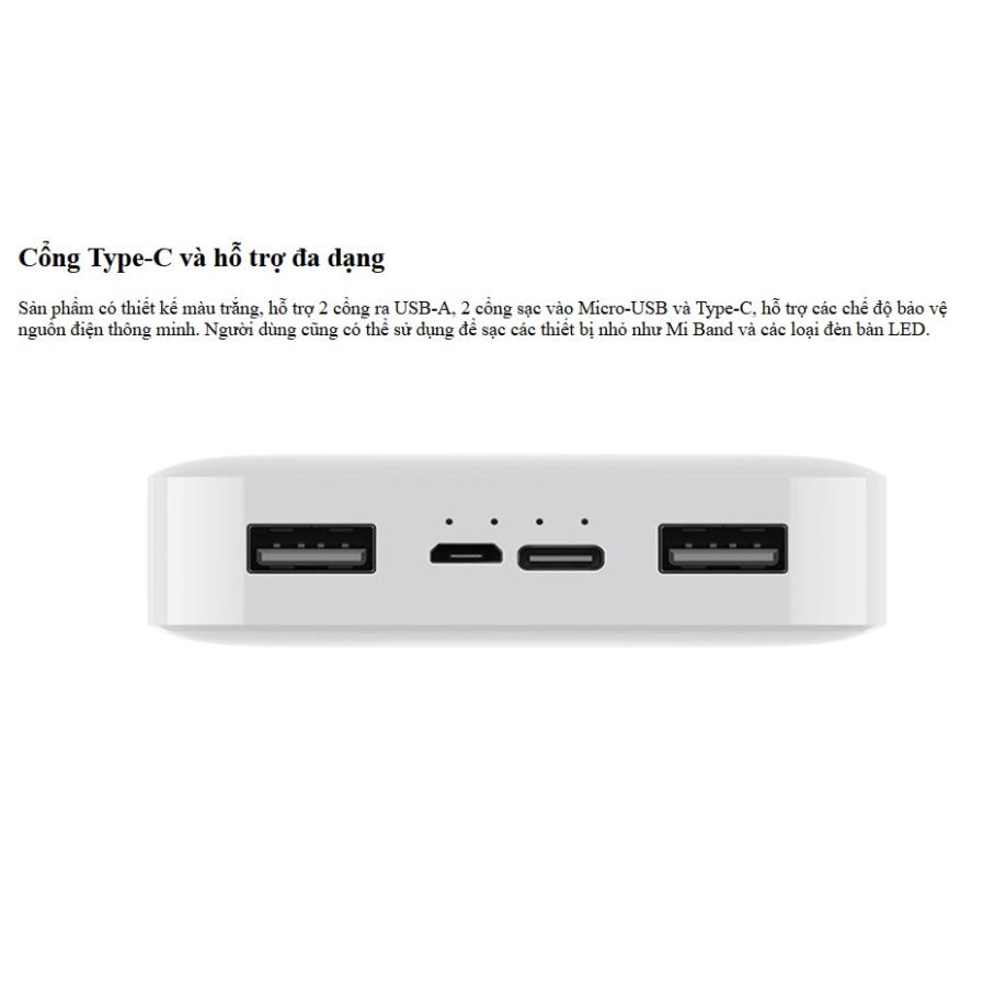 Pin sạc dự phòng Xiaomi Power Bank Redmi 20000mA/Gen 3 2019 10000mAh/Redmi 10000mAh hỗ trợ sạc nhanh 18W tiện lợi