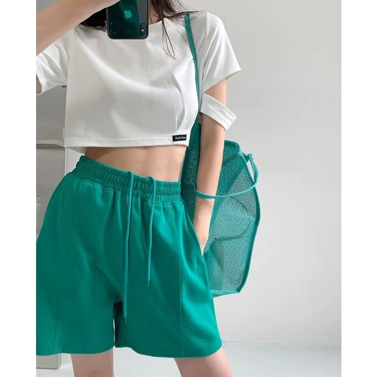 Xiaozhainv Quần Short Nữ Lưng Cao 5 Màu Thời Trang