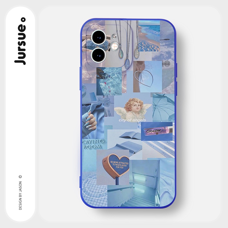 Ốp lưng JURSUE mềm viền vuông hình dễ thương đẹp cho iPhone 13 12 11 Pro Max SE 2020 X XR XS 8 7 ip 6S 6 Plus Y1972