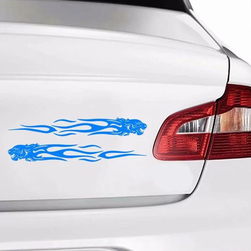Bộ 2 Miếng Dán Phản Quang Hình Hổ 24cm Trang Trí Xe Hơi / Xe Máy Thời Trang