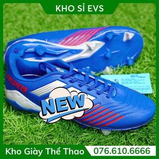 Giày Đá Bóng Sân Cỏ Thật 𝗙𝗚 𝗣𝗿𝗲𝗱𝗮𝘁𝗼𝗿 𝟭𝟵 Xanh Biển Sọc Đỏ Đã Khâu - Rẻ Vô Địch