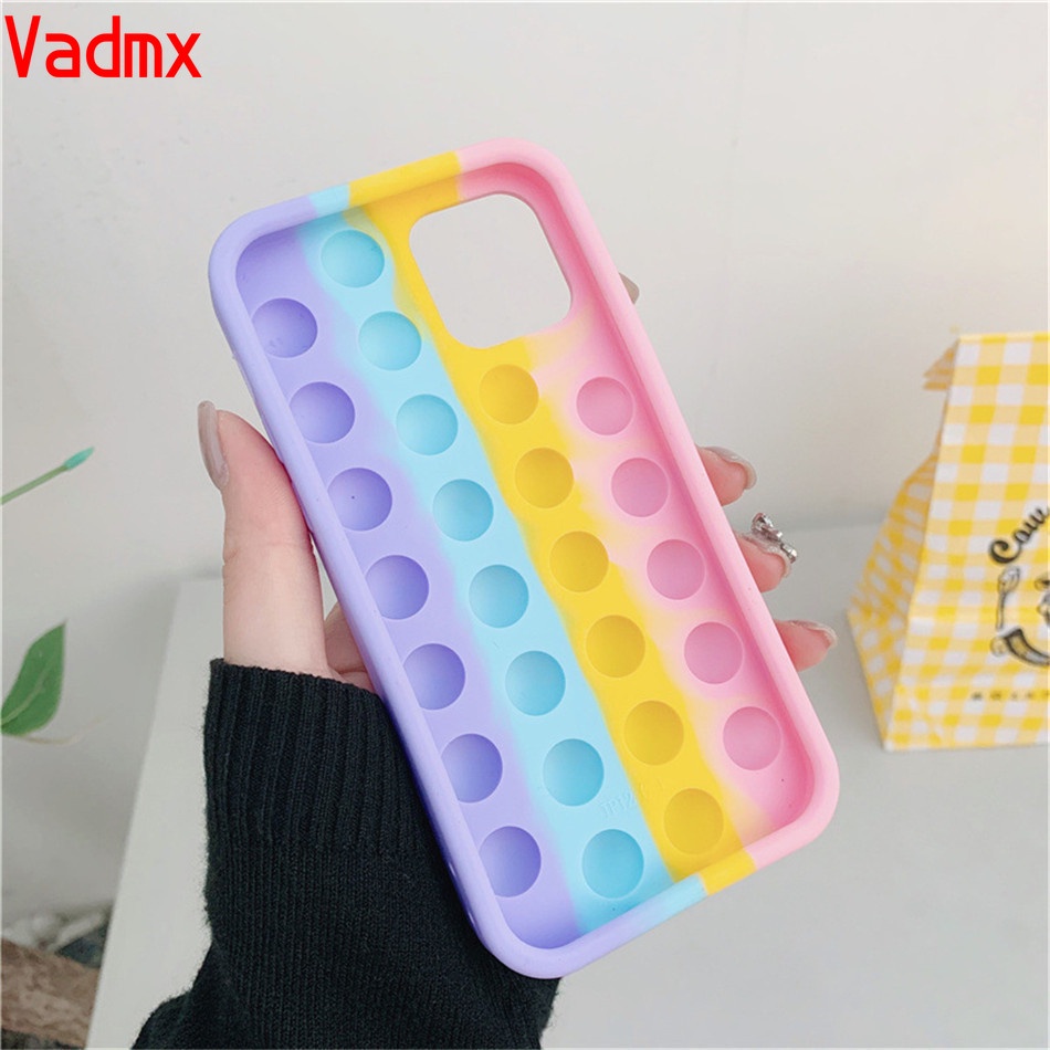 Ốp điện thoại silicon kiểu đồ chơi nhấn bong bóng giảm căng thẳng thích hợp cho iPhone 12 Pro Max 12 Mini 11 Pro Max
