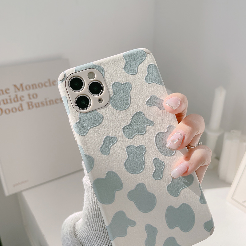 Soft Silicone Cute Casing IPhone 12Mini 12 12Pro 12Pro Max 11 11Pro 11ProMax XS Max XR XS Case for IPhone 8 Plus 6 6S 7 8 6 Plus 6S Plus 7 Plus Fashion Phone Coverins Korean Style Gentle Blue Cow Pattern