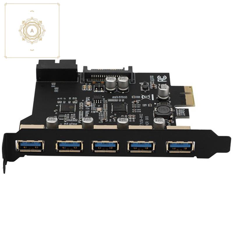 Speed PCI-E to USB 3.0 19-Pin 5 Port PCI Express Expansion Card Adapter SATA 15Pin Connector with Driver CD for Desktop