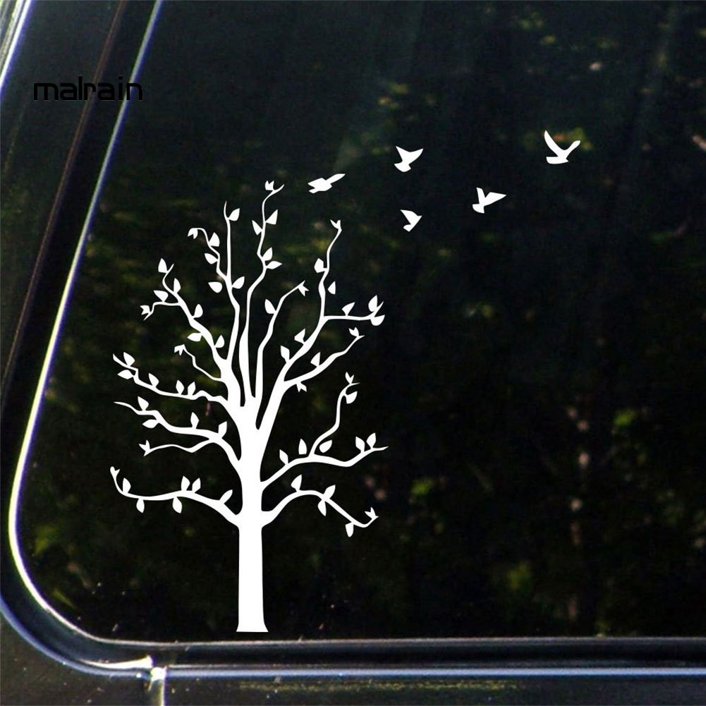 Sticker dán trang trí xe hơi hình đàn chim và cây xanh phản quang tiện dụng