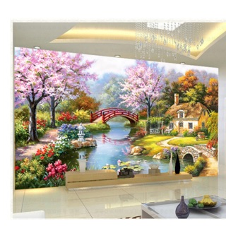 Tranh thêu phong cảnh tổ ấm hạnh phúc 150x80cm sỉ= lẻ