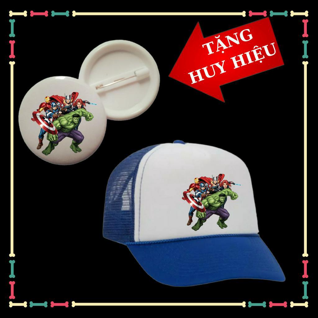 Nón siêu anh hùng Marvel trẻ em phong cách, đủ màu mũ-Tặng kèm huy hiệu Marvel