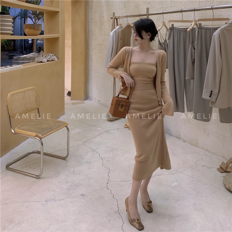 Set váy body kèm áo khoác FREESIZE