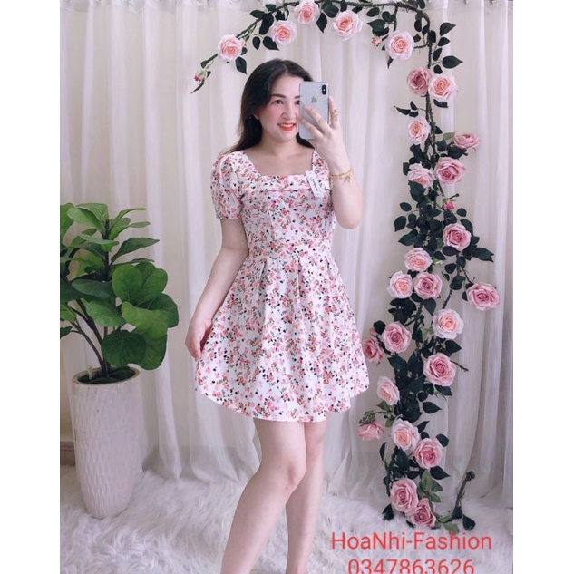 Đầm nữ cổ vuông tay phồng siêu quyến rũ kèm quần đùi trong