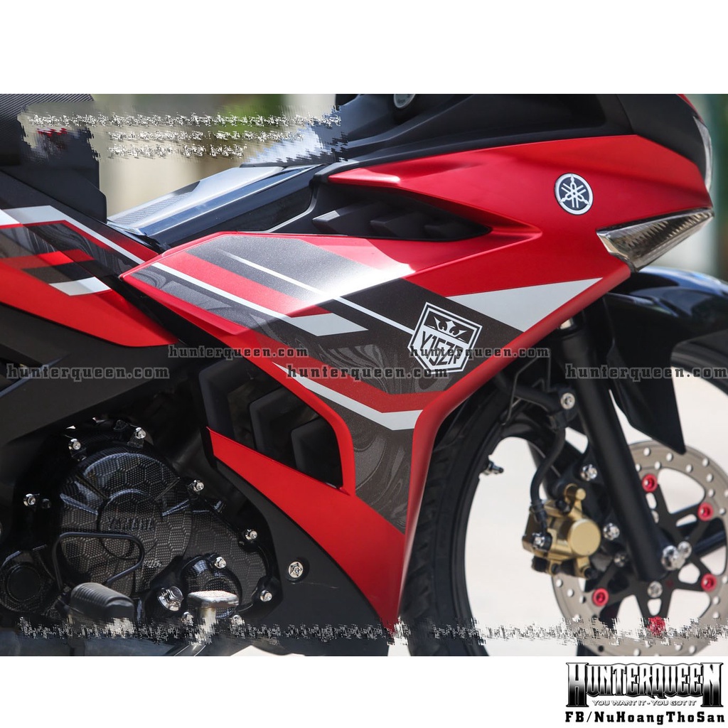 Tem rời Y15 ZR in UV cao cấp, Dán xe Exciter 150 đời 2016-2019 màu đỏ nhám. Mẫu decal hoa văn chìm ẩn
