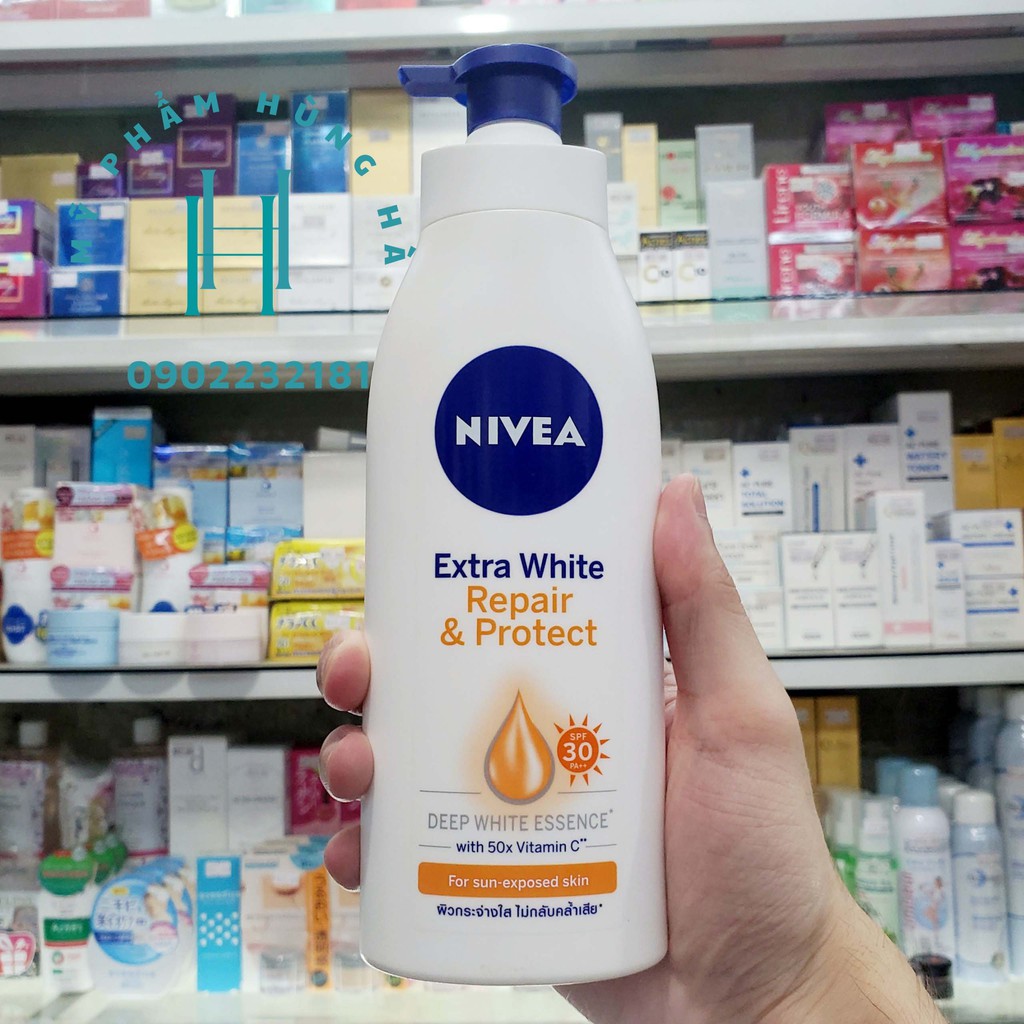 Dưỡng thể Nivea, sữa dưỡng trắng da toàn thân, chống nắng Nivea Extra White Repair & Protect Body Lotion SPF30 PA 350ml