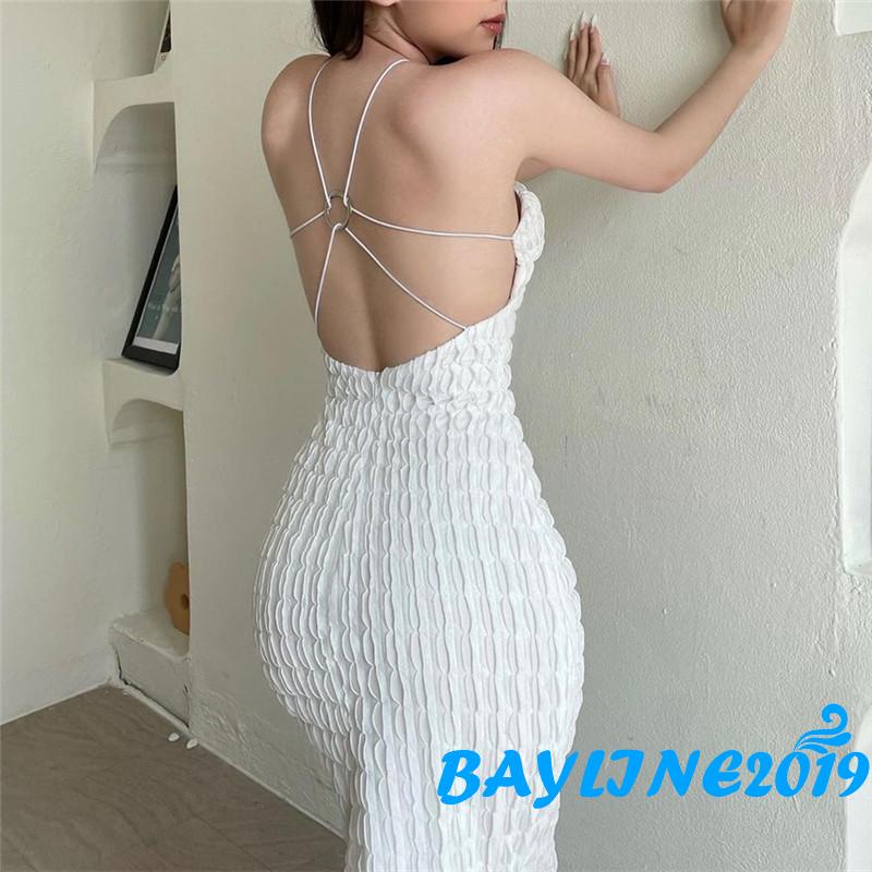 BAY-Women´s Modified Cheongsam Long Dress Solid Color Floral Decoration Halter Neck Off Shoulder Cutout Dress