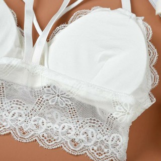 Bra ren chữ V màu trắng, Freesize < 55kg, V1 < 86cm