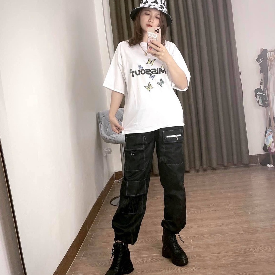 Quần Jogger Túi Hộp Quần Kaki Ống Rộng Chốt Gấu Ullzang Chất Kaki Dày Dặn