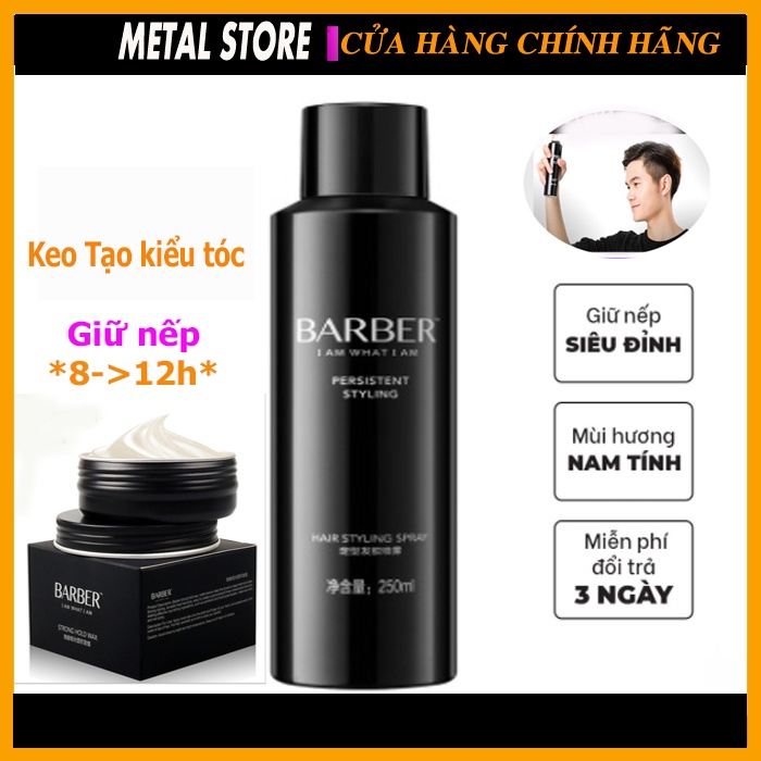 Keo xịt tóc gôm vuốt tóc BARBER-gel-wax tạo kiểu tóc chuyên nghiệp 250ml