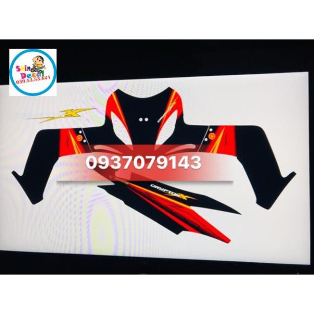 Tem rời ex 2010 nano đỏ đen dán xe đen