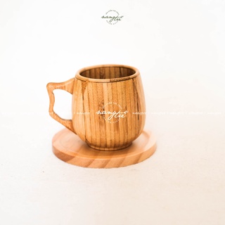 Ly tre có quai - Ly ép tiện bằng gỗ tre cao cấp- Bamboo cup
