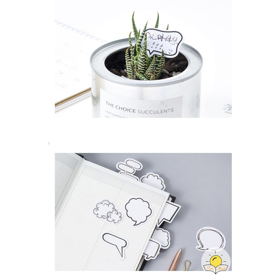 Bộ 45 sticker khung hội thoại viền bóng chat, nhãn dán trang trí album, sổ tay DIY STI30