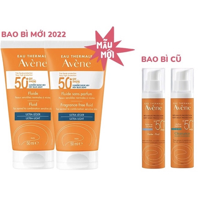Kem Chống Nắng Avene Dry Touch Fluide SPF50+ 50ml  Avene Mattifying Cleanance SPF50+ 50ml (Mẫu Mới)