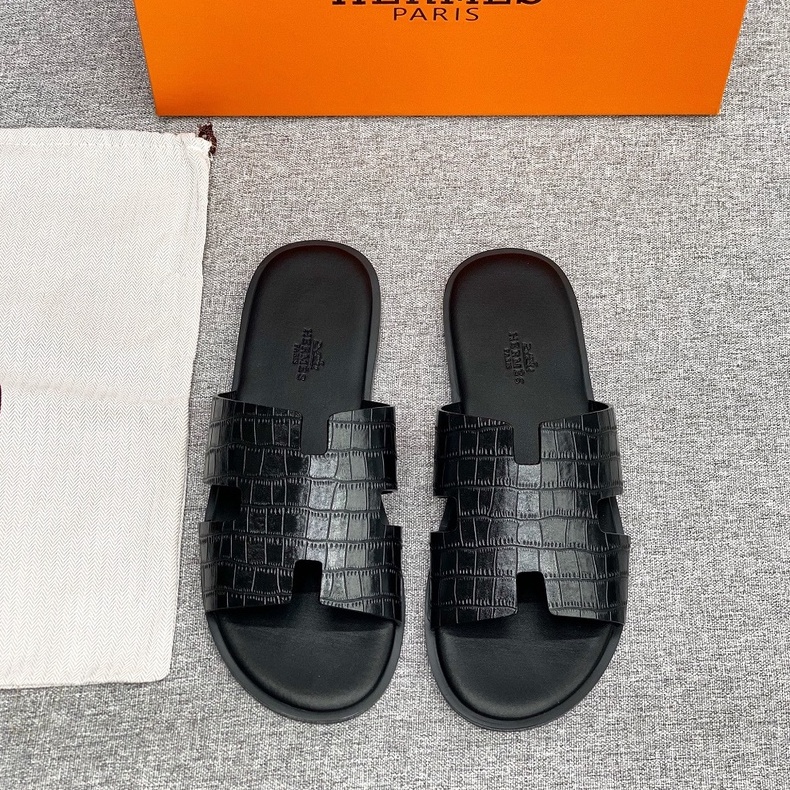Dép lê quai ngang Hermes đế gỗ họa tiết da cá sấu LA fullbox
