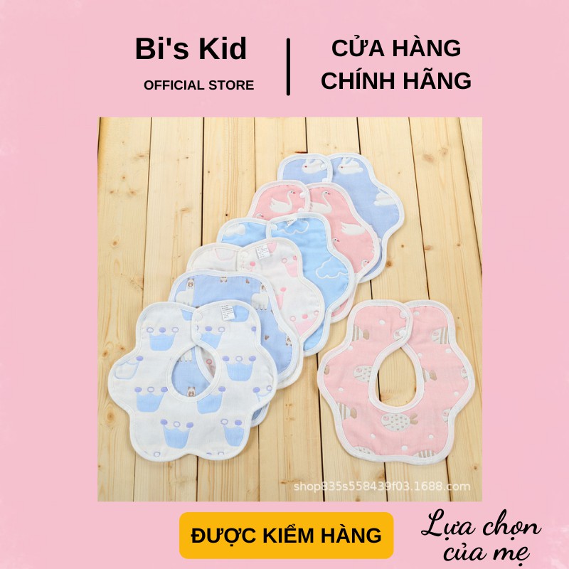 Yếm cho bé 📌FREESHIP📌 yếm xoay 360 độ  6 lớp vải xô dày dặn đeo 2 mặt cho bé yêu ăn dặm KT 28x28cm