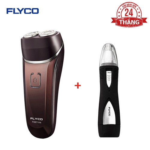 Combo Máy Cạo Râu Flyco 2 Lưỡi Kép Thân Máy Kháng Nước FS871VN &amp; Máy Tỉa Lông Mũi FS7805VN