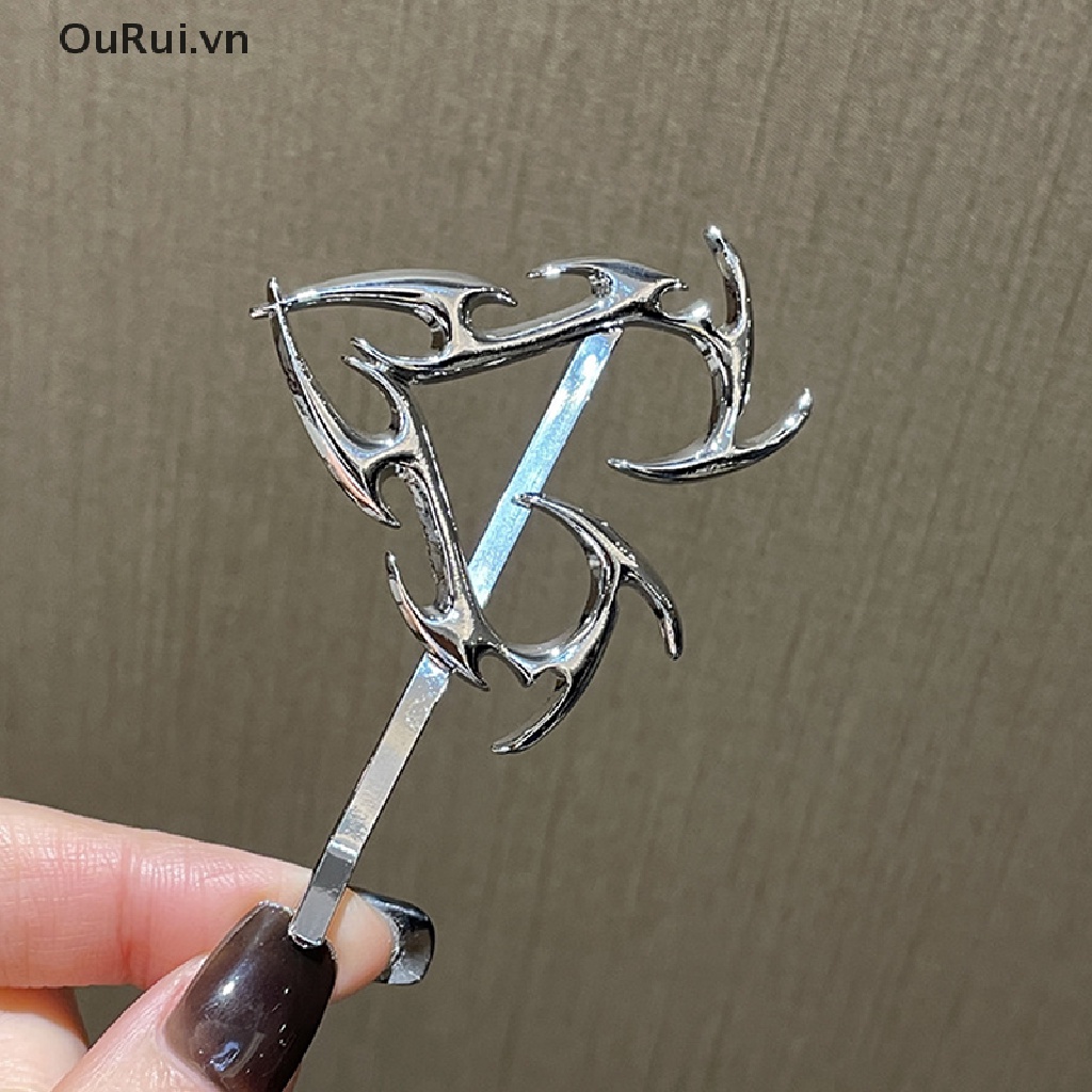 {RUI} Kẹp Tóc Kẹp Bên Hông Bằng Kim Loại Trái Tim Hình Học Độc Đáo Phong Cách Hip Hop {OuRui.vn}