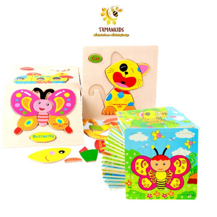 Combo 10 Tranh Ghép Gỗ 9 Miếng Và Tranh Ghép Gỗ 3d Giúp Bé Phát Triển Tư Duy Và Trí Não