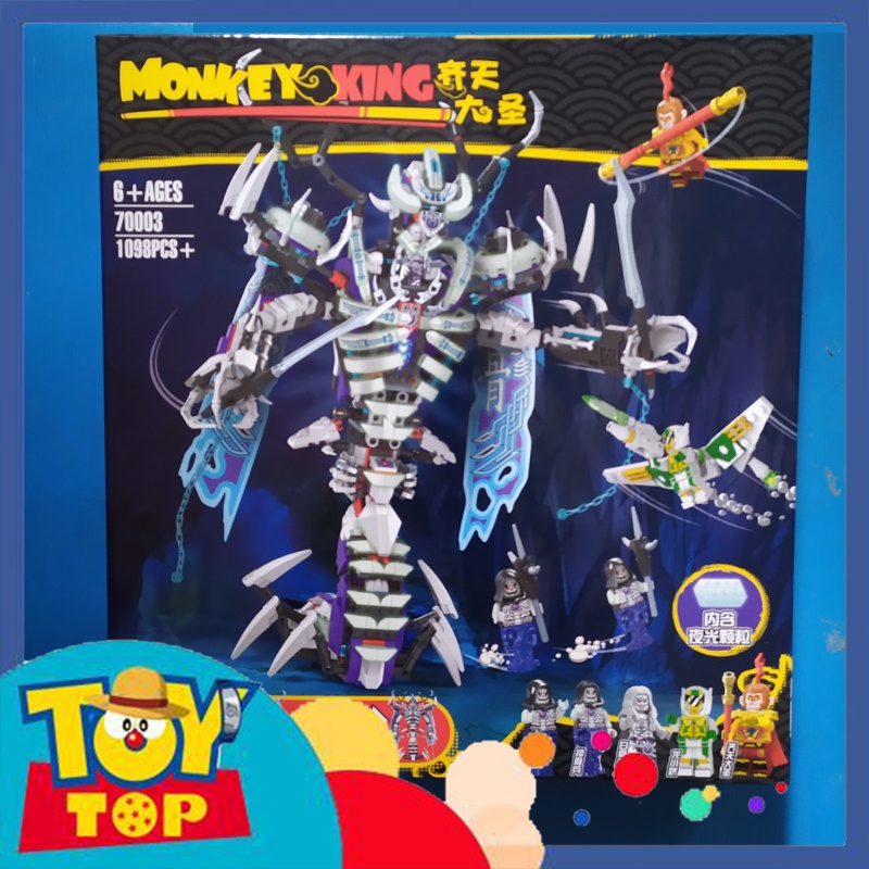 Đồ chơi lắp ráp ghép Monkie Kid đại chiến Monkey tôn ngộ không và quái xương khổng lồ bạch cốt tinh xếp hình 70003