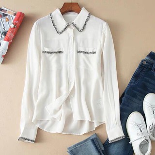 Áo sơ mi nữ viền cổ