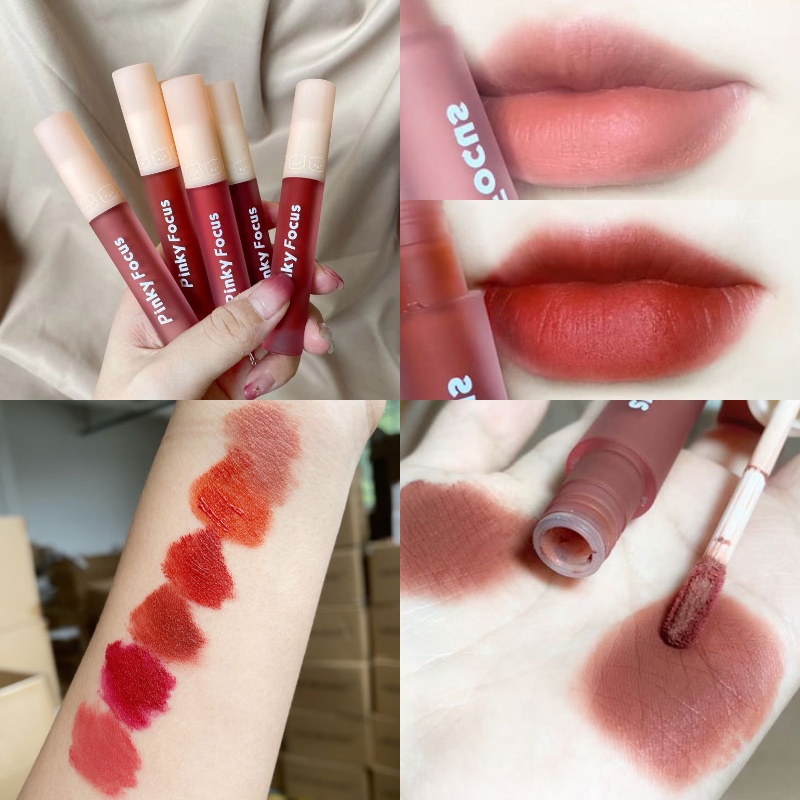 [Hàng mới về] Son môi Pinkyfocus màu đỏ quyến rũ lâu trôi trang điểm thời trang