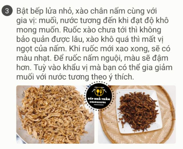 Chân nấm hương làm ruốc nấm hướng chay Việt Organic(Loại 1 Dài, Thơm, Trắng)