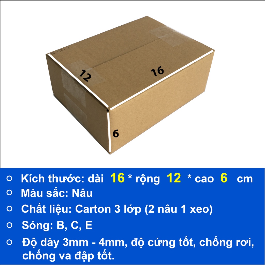 10 hộp carton 16x12x6 đóng gói hàng hóa