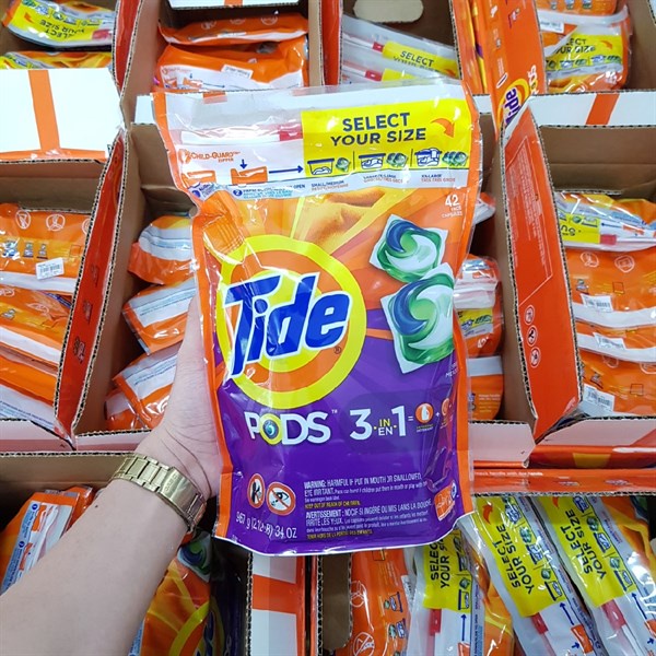 (42 VIÊN) Viên Giặt Xả Tide Pods 3in1 Made In Canada (967g)