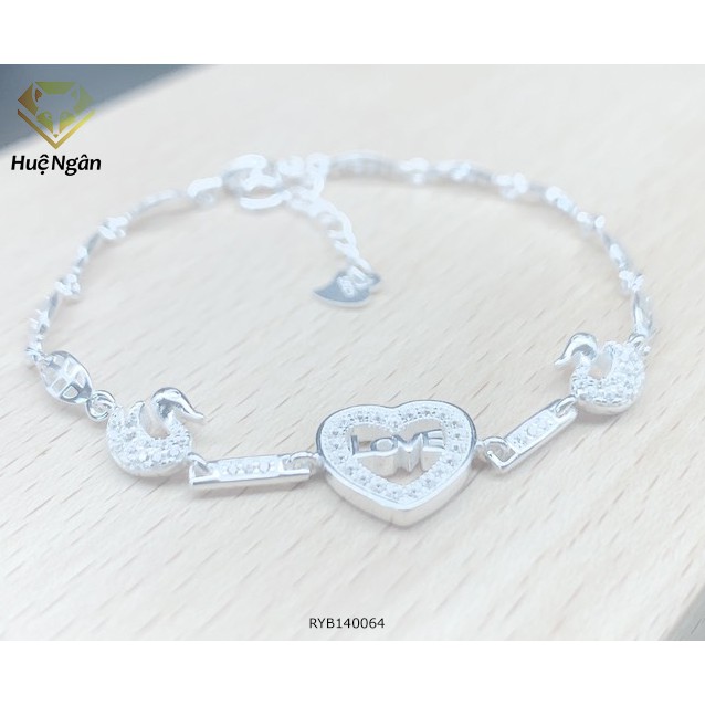 [Mã LT50 giảm 50k đơn 250k] Lắc tay bạc 925 Huệ Ngân - Trái tim thiên nga Heart RYB140064