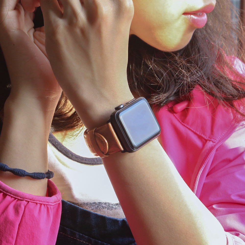 Dây đeo đồng hồ thông minh làm từ da thật thay thế cho Apple Watch 38mm 40mm 42mm 44mm 1 4