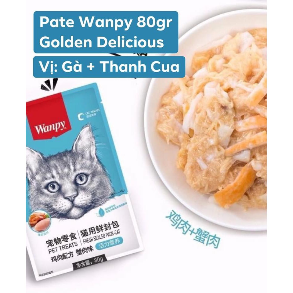 Pate Thịt Hộp Cho Mèo Wanpy Túi 80Gr - Thương Hiệu Lớn - Hương Vị Mèo Yêu Thích - Giá Dễ Chịu